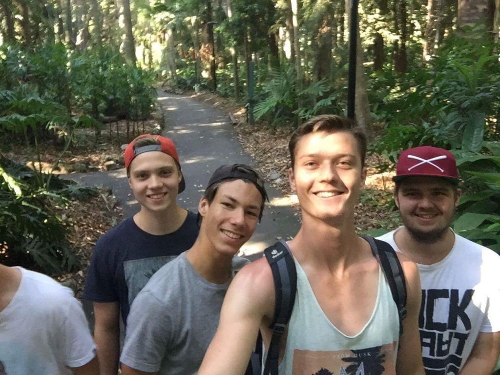 Tagesausflug in die botanischen Gaerten. Rechts Mattis, neben mir Julian