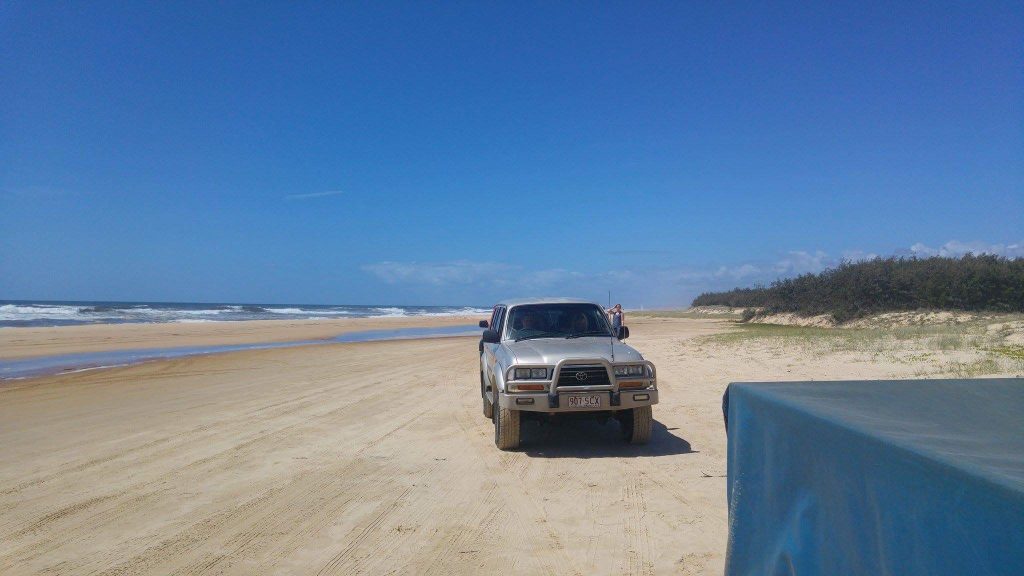 So sah das dann aus dem Rückfenster aus als wir über den Sand geheizt sind